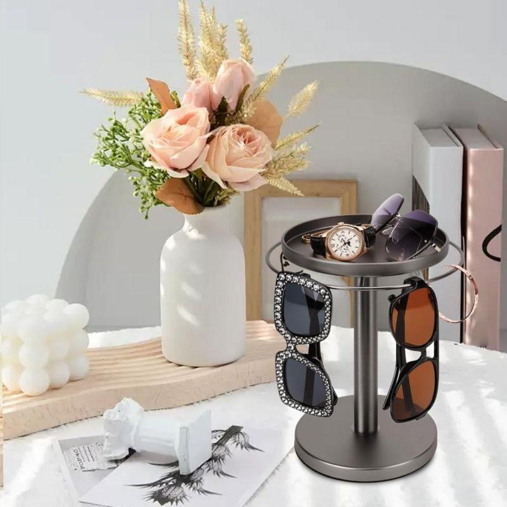360° Rotating Glasses Stand Organizer Stainless Steel Sunglasses Holder  for Desk