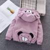 Children's Warm Cotton-padded Winter Thick Coat Cute Bear Shape Baby Corduroy Hooded Zip Jacket