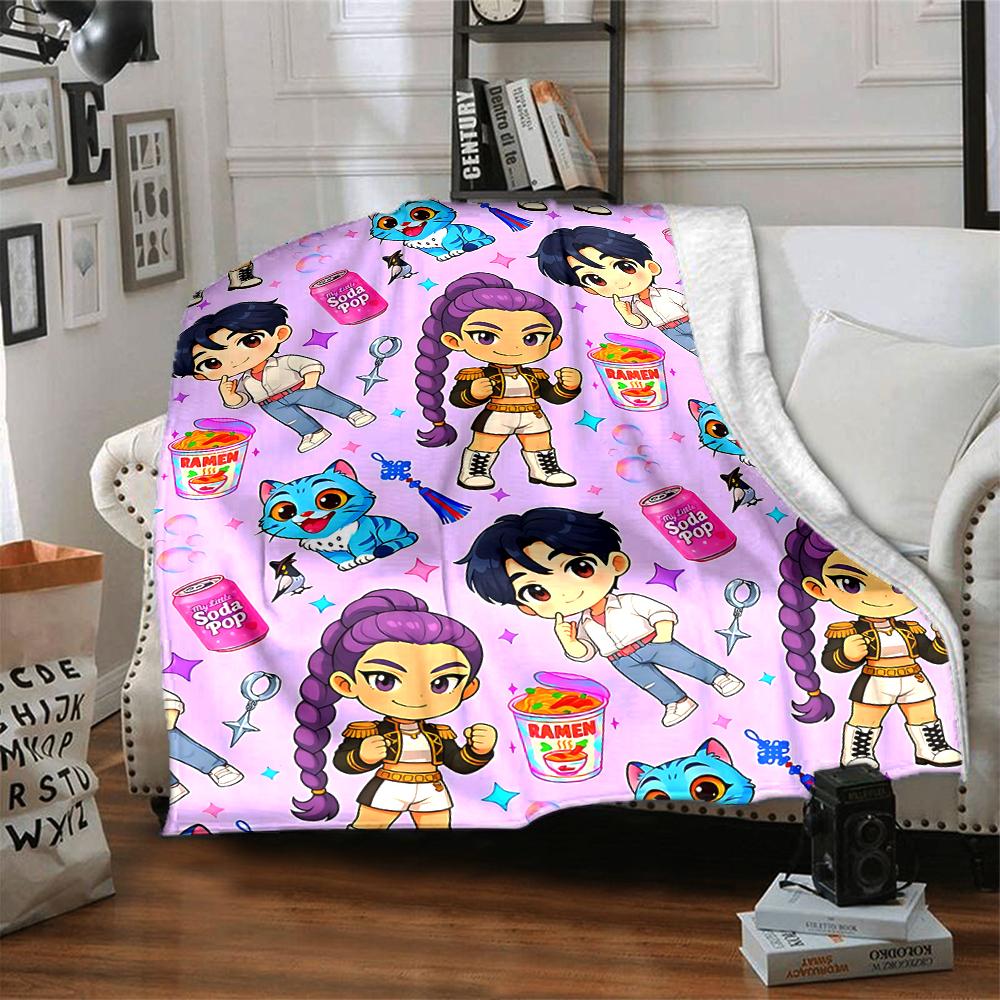 Kawaii Characters Snacks Blanket Soft Throw Blanket For Home Bedroom Bed Sofa Travel Office Solid Christmas Blanket