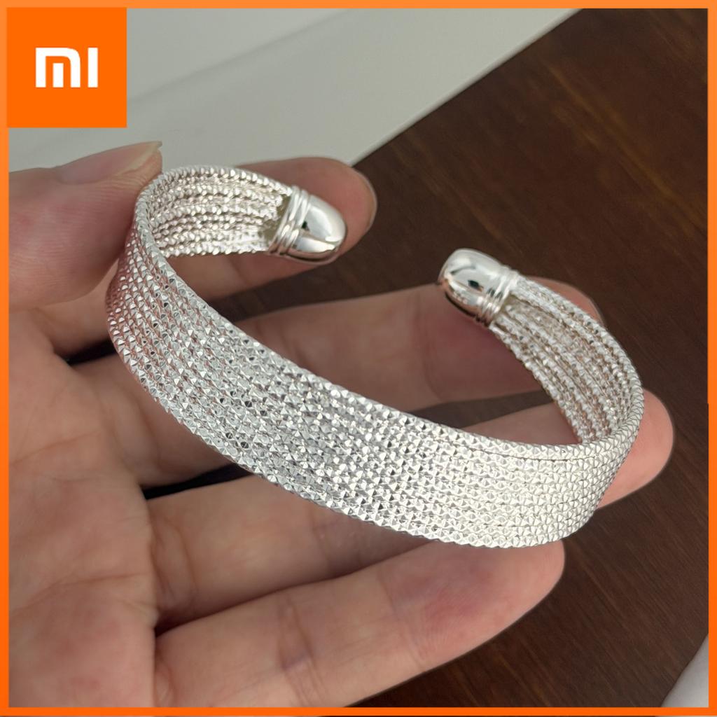 Xiaomi 100% Solid 925 Sterling Silver Metal Bracelet for Women Vintage Handmade Simple Interlines Bracelet Birthday Gift Party