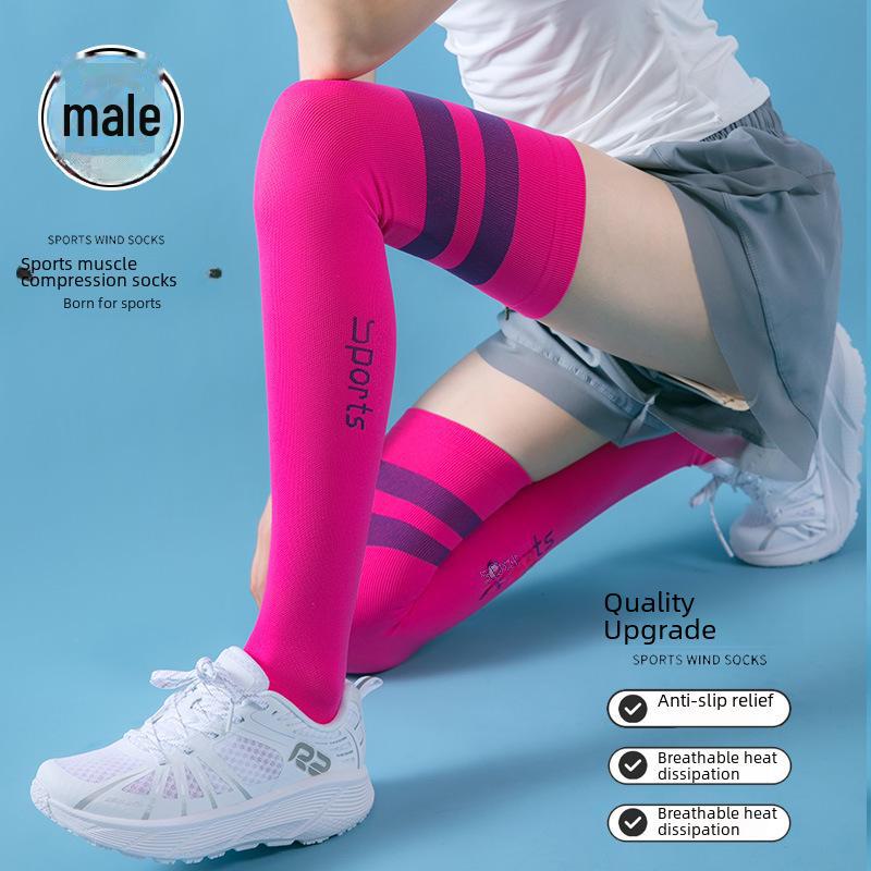 Trendy Over-the-Knee Compression Socks for Fitness, Yoga, Aerobics & Running - Stylish Two-Bar Design