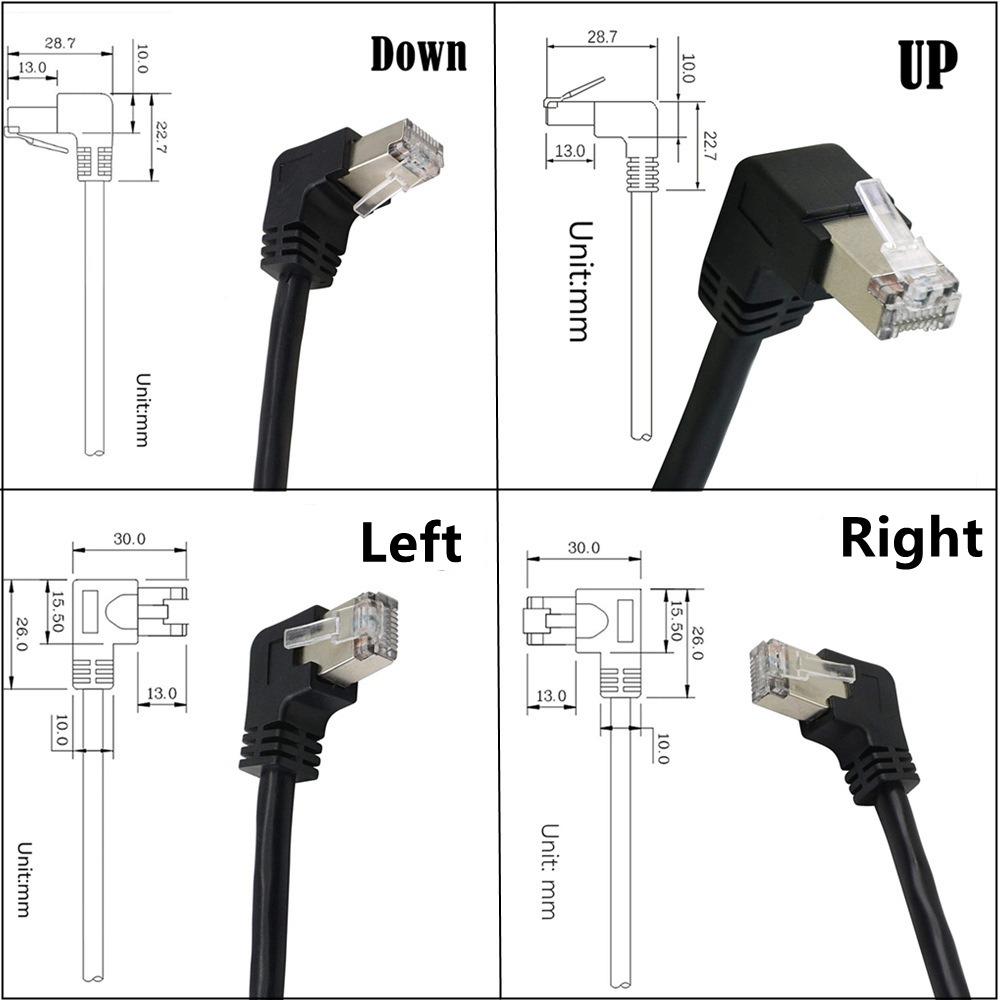 Right Angle Screw Panel Ethernet LAN Cord Network Wire RJ45 Cable Panel Mount Extension Cable