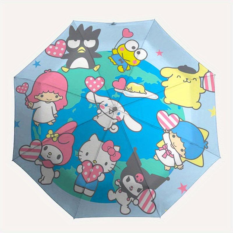 1pc Hello Kitty Characters Around the World Umbrella with Plastic Handle,Suitable for All Seasons Home Travel Outdoor UmbrellaSanlio326