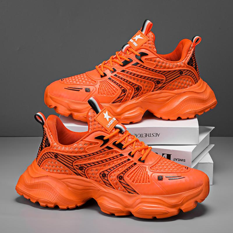 Мужская обувь Модная корейская сетчатая обувь на толстой подошве Уличная противоскользящая легкая удобная амортизирующая обувь Кроссовки Повседневная дышащая обувь для бега