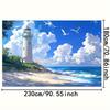 1 Lighthouse and Seagull Beach Sea Sky tapestry - Polyester for birthday parties outdoor celebrations and festival events