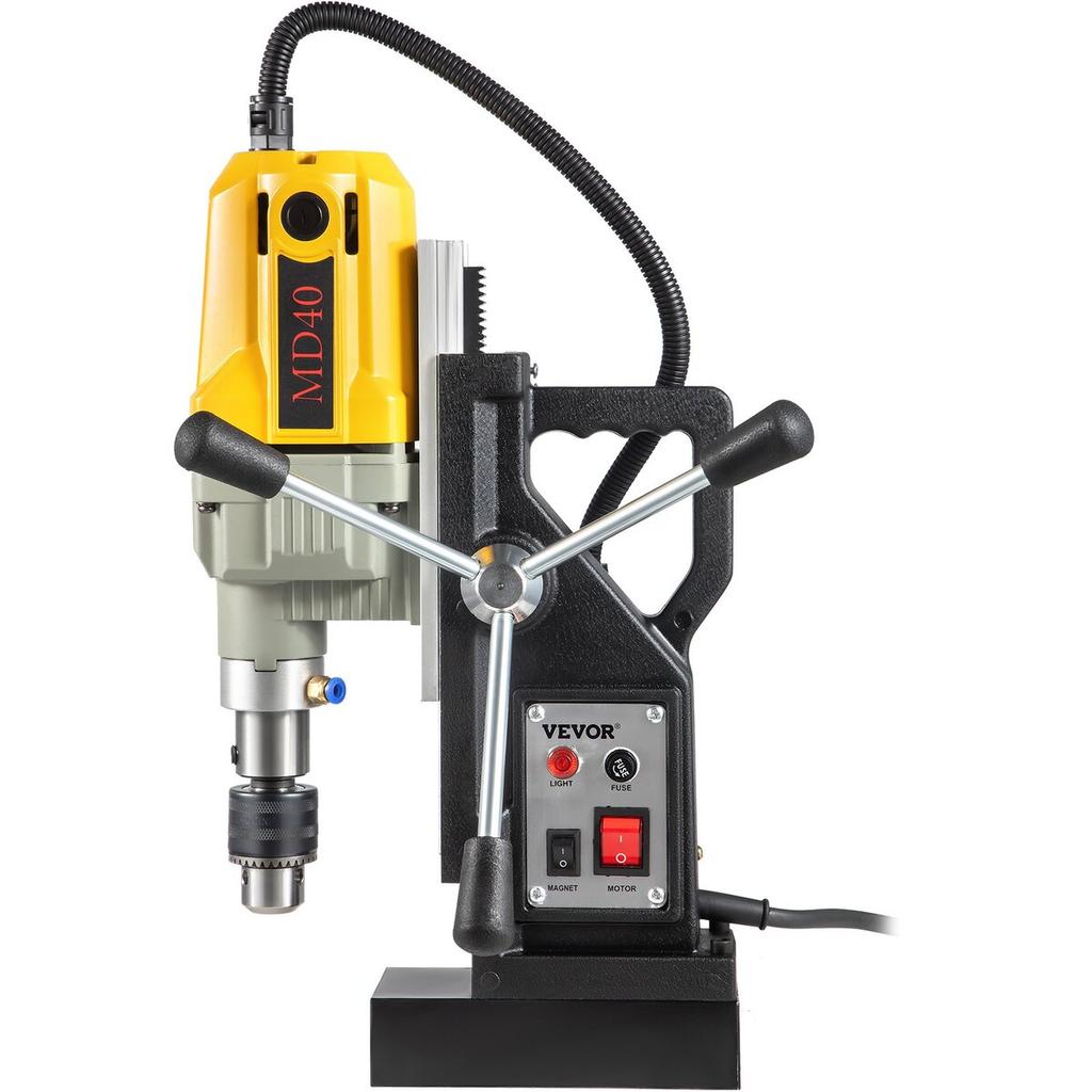 Magnetic Drill, 1100W 1.57" Boring Diameter, 2697lbf/12000N Portable Electric Mag Drill Press with 7 Bits, 580 RPM Max Speed Drilling Machine for any