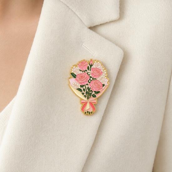 Non-snag Clothing Pin Zinc Alloy Brooch Pin, Colorful Flower Shape Lapel Smooth Polished Edge Edges Enamel Badge for Coats Scarves Canvas Bags