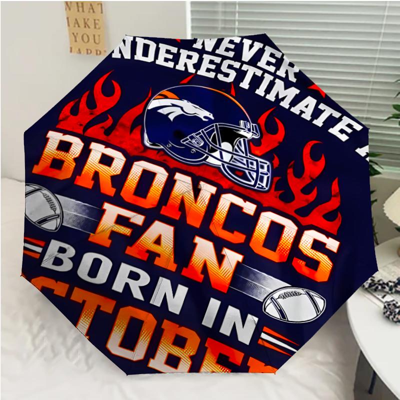 Автоматический зонт с принтом LOGO Denver Broncos, 8 спиц, железный каркас, пластиковая ручка, подходит для путешествий на открытом воздухе и на каждый день, идеальный подарок