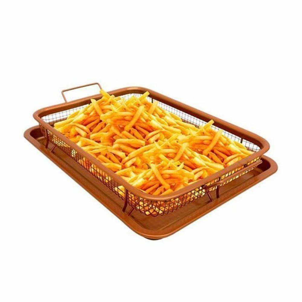 Kitchen Stainless Steel Fries Food Detachable Oven Mesh Oil Strainer Frying Basket Baking Tray