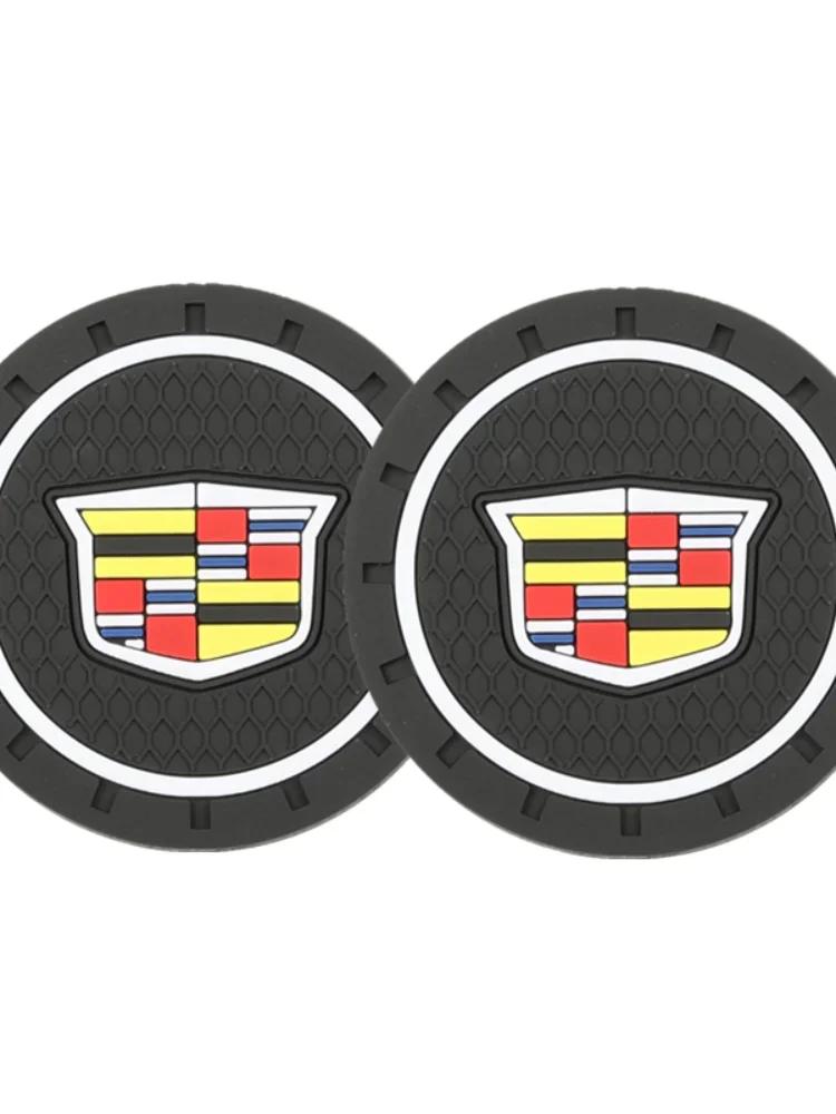 PVC Car Water Coaster Anti-Slip Cup Mat Pad Decoration for Cadillac Escalade Deville Seville XT5 XTS CTS BLS SLS SRX XLR CT5 CT4