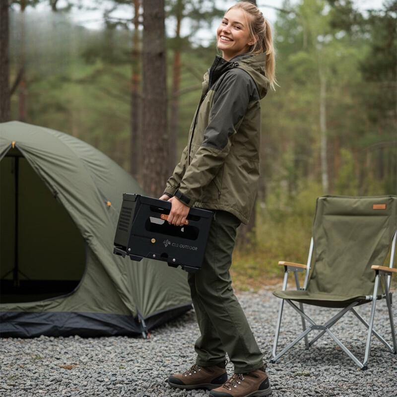 ZISIZ Portable Camping Storage Box with Folding Table