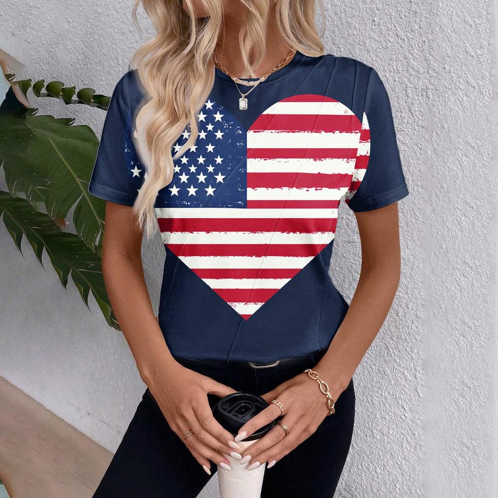 Женский топ с коротким рукавом и принтом «День независимости»