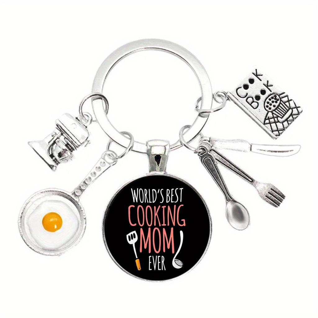 Картина маслом «Я люблю готовить» Маминый повар ЭТА МАМА ЛУЧШАЯ В МИРЕ Яйцеварка Кухонный инструмент Время Брелок с драгоценными камнями Брелок для шеф-повара Кухонный работник