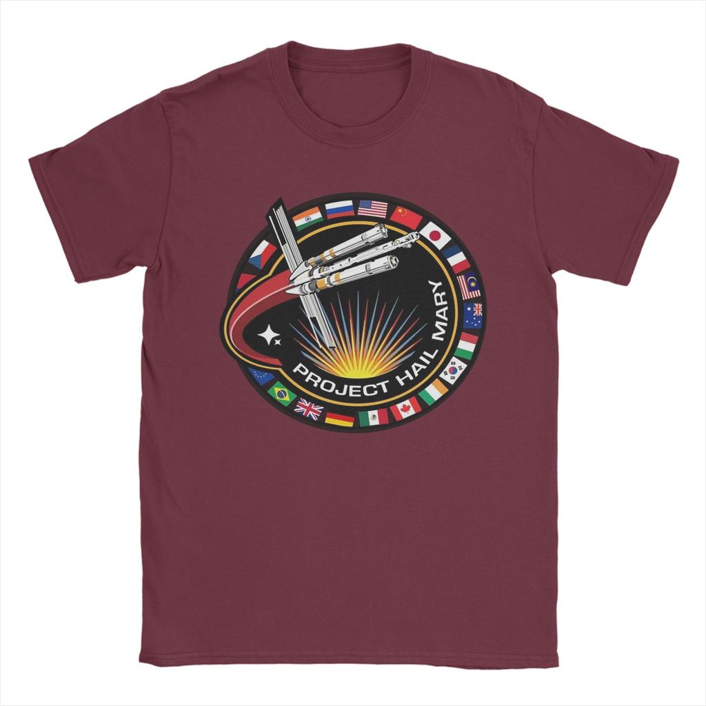 Unisex Project Hail Mary Mission Patch With Countries T Shirt 100 Cotton Clothes Vintage Short Sleeve Neck Tees Graphic TShirts