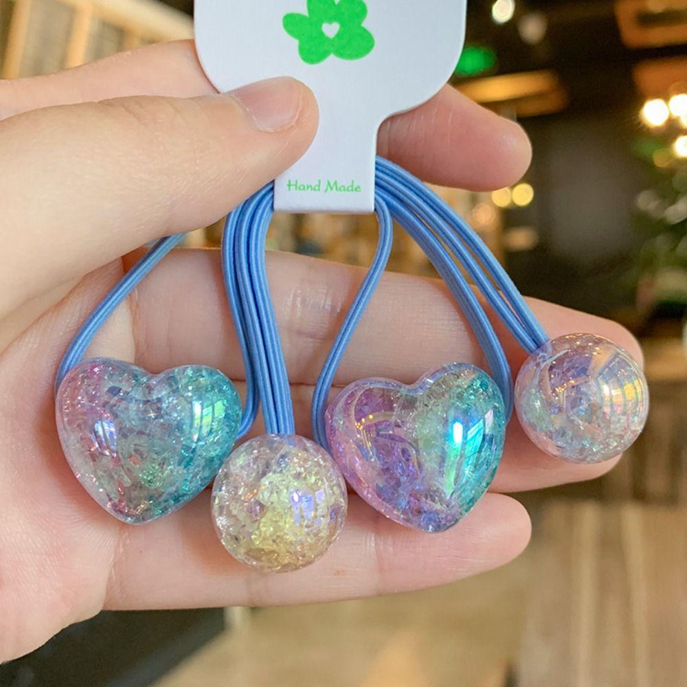 Gradient Elastic Hair Band Crack Heart Hair Ties New Ponytail Holder for Girl