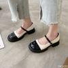 Мода Новые удобные Женские Ретро Толстый каблук Одинарные туфли Элегантные минималистичные Женские туфли с квадратным носком Модные универсальные туфли на высоком каблуке