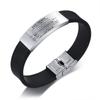 Vnox Custom TO HUSBAND Bracelets for Men Black Silicone Wrist Band with Stainless Steel Tag Valentine's Day Gift for Him
