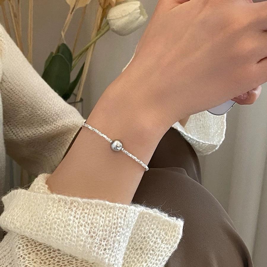 Elegant French Design Silver Pearl Bracelet - High-End Red Book Niche Jewelry