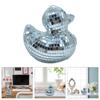 Modern Silver Duck Shape Decorative Mirrored Figurine Glass Reflective Discos Ornament for Birthday Party Table Decors