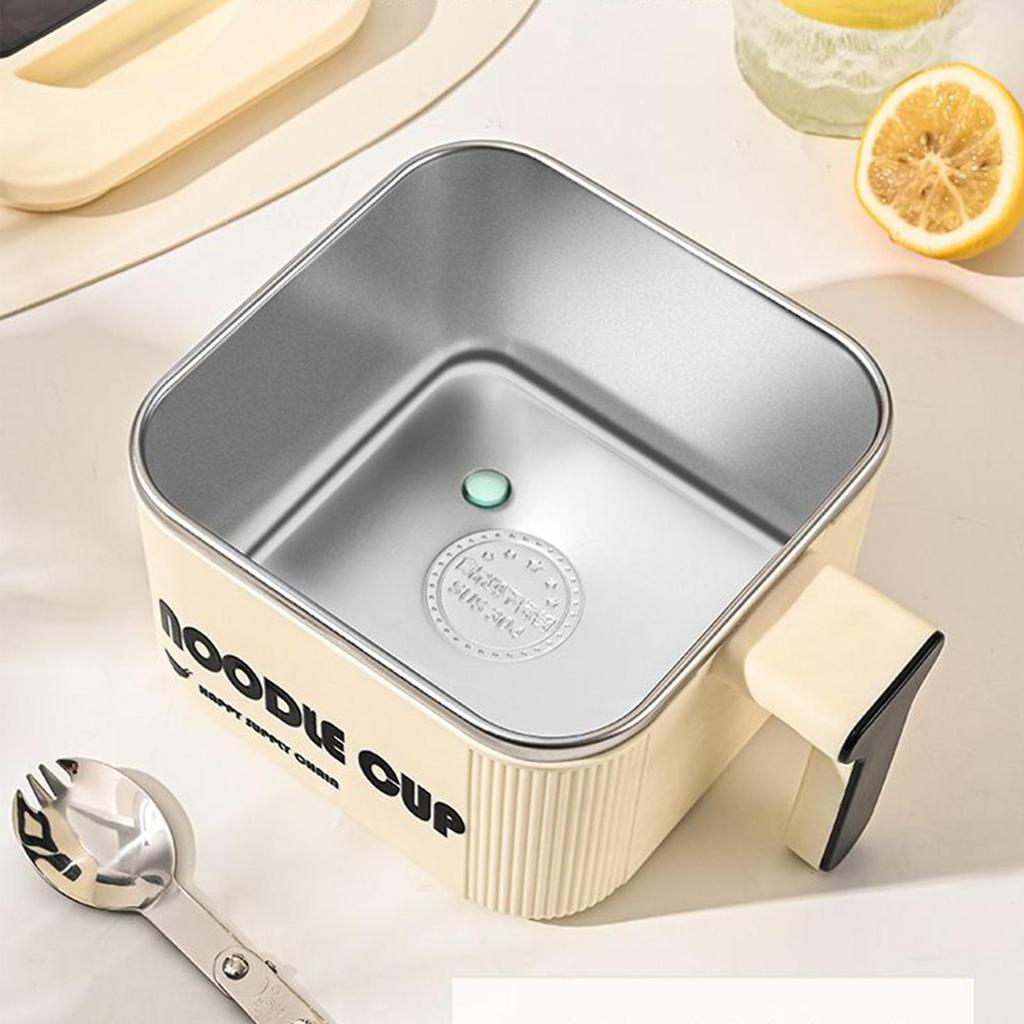 Instant Noodle Bowl Stainless Steel Pot with Spoon Handle Large Noodle Bowl Microwave Pasta Cooker for Cooking Soup Adults Teens