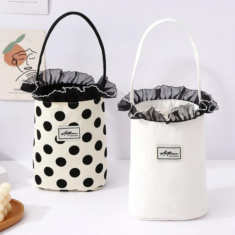 Корейский стиль кружева холст сумка милый сладкий темперамент сумки-ведра портативный пикник сумка для женщин девочек студент ланч сумка