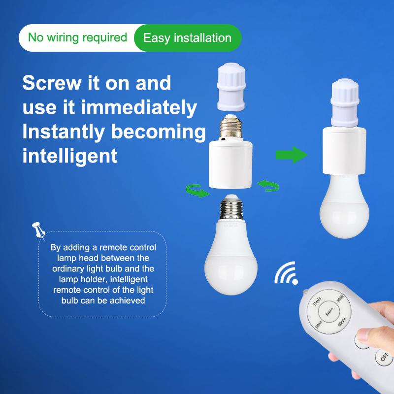 Патрон для светодиодной лампы E27 с беспроводным пультом дистанционного управления, умным таймером, AC85-265V, адаптер-конвертер для патрона лампы, регулируемый