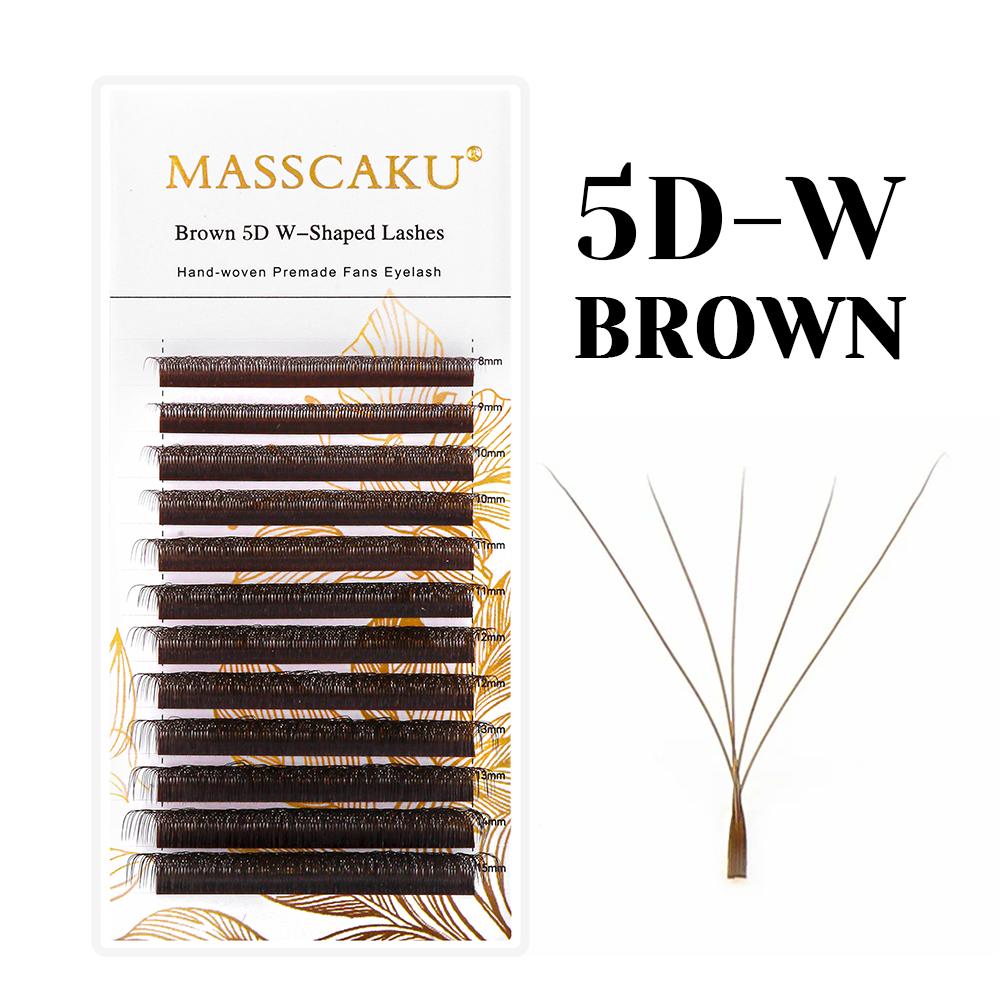 New Generation 3D 4D 5D Brown W Eyelash Extensions Mixed Length Premium Synthetic Hair Weave Clover Marrom Lashes from MASSCAKU