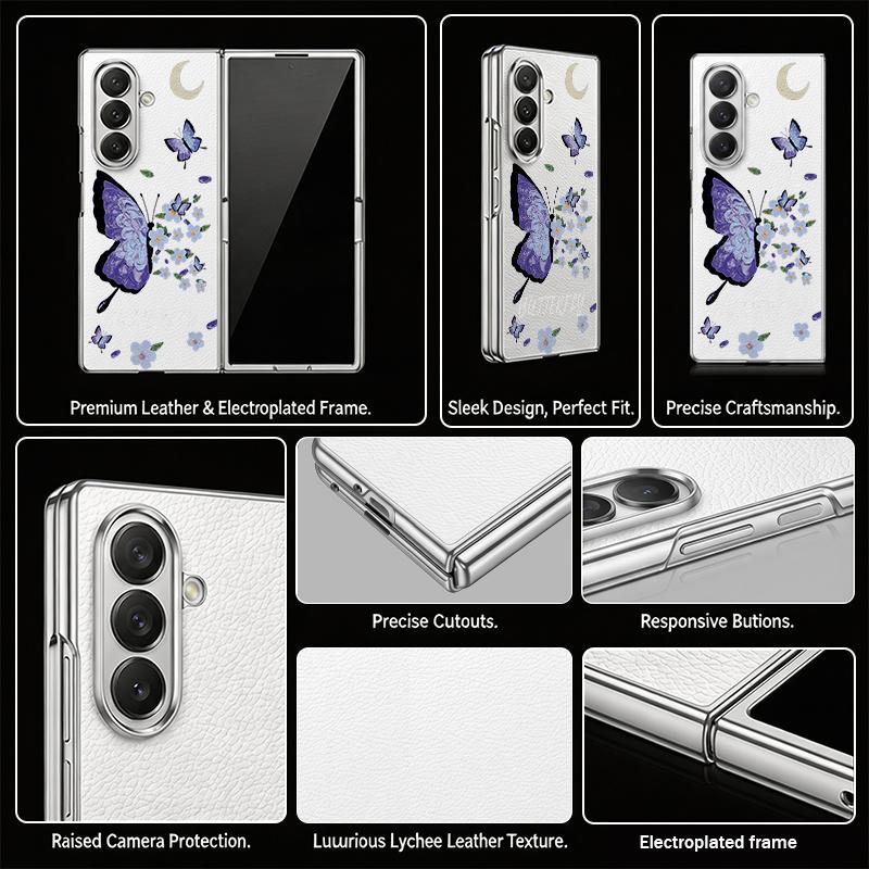 Романтичный чехол-бабочка для Samsung Z Fold 8 Ultra 7 6 5 Гибридный 3-в-1 Кожаная накладка с покрытием Складной чехол для телефона для Galaxy Z Fold8 Fold7 Fold6