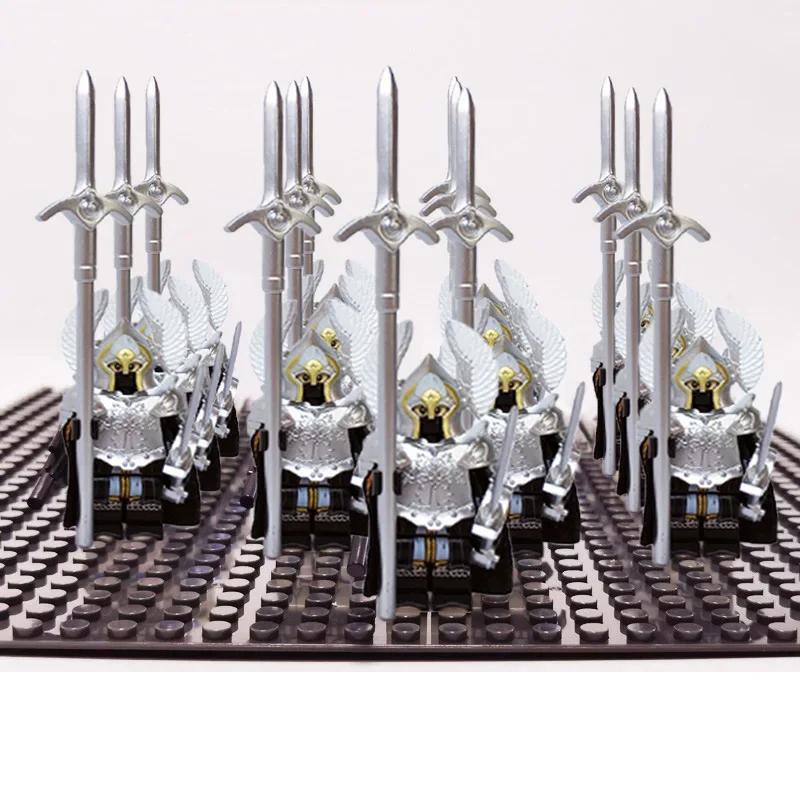13 шт. Боевая Гвардия Гондора Пользовательская Пехота Армия Солдат ПРОТИВ Спартанцы Римляне Рыцари Воин Рохана Фигурки Набор Блоков Игрушки для Детей