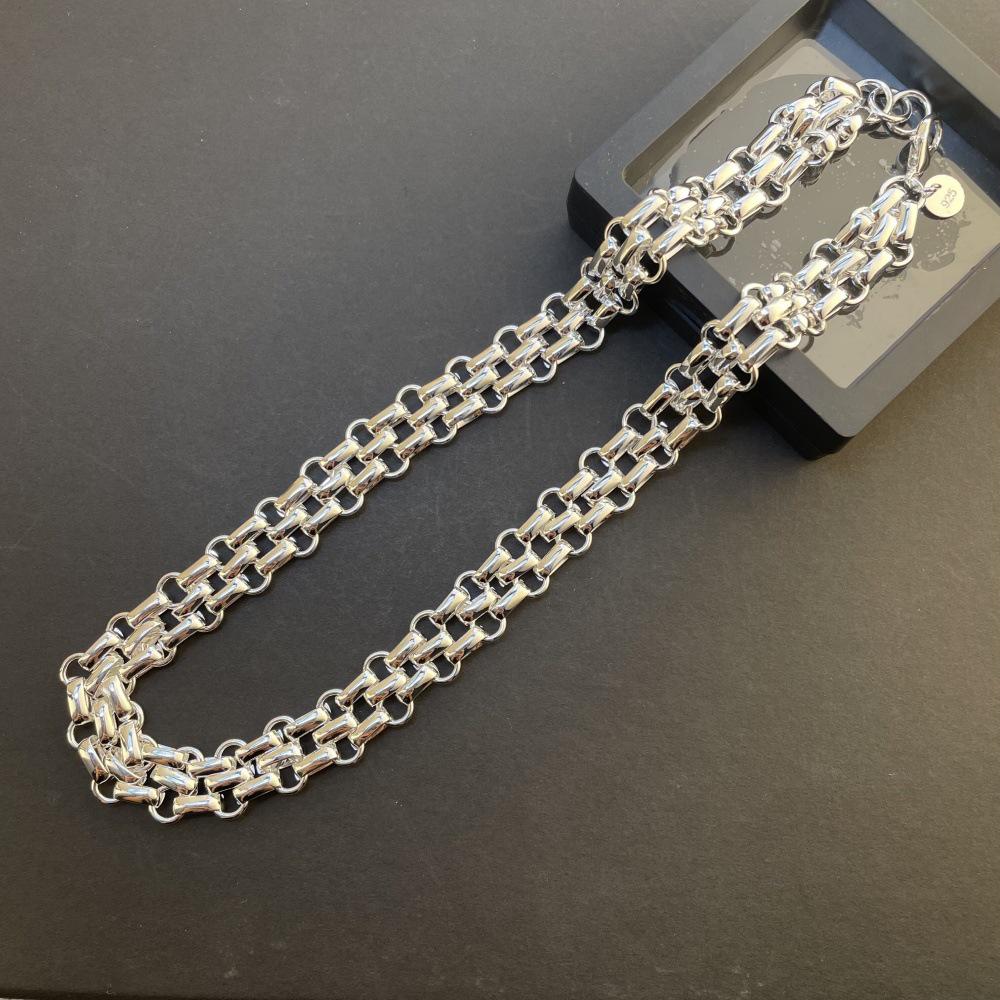 Посеребренный трехрядный набор браслета и ожерелья - Европейский и американский вдохновленный корейский стиль