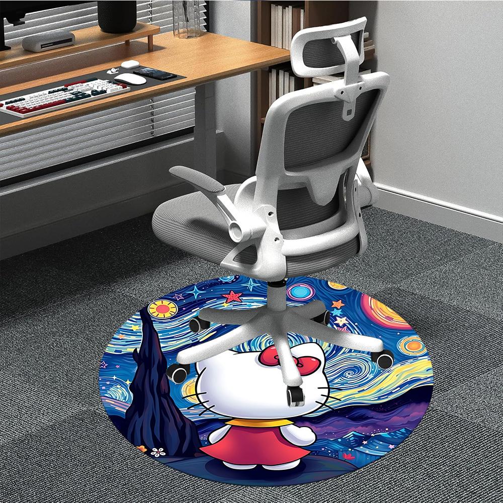 1 шт. Ковер-сиденье Hello Kitty для офиса, для помещений, нескользящий, моющийся, из полиэфирного волокна, коврик для офиса, можно стирать в машине