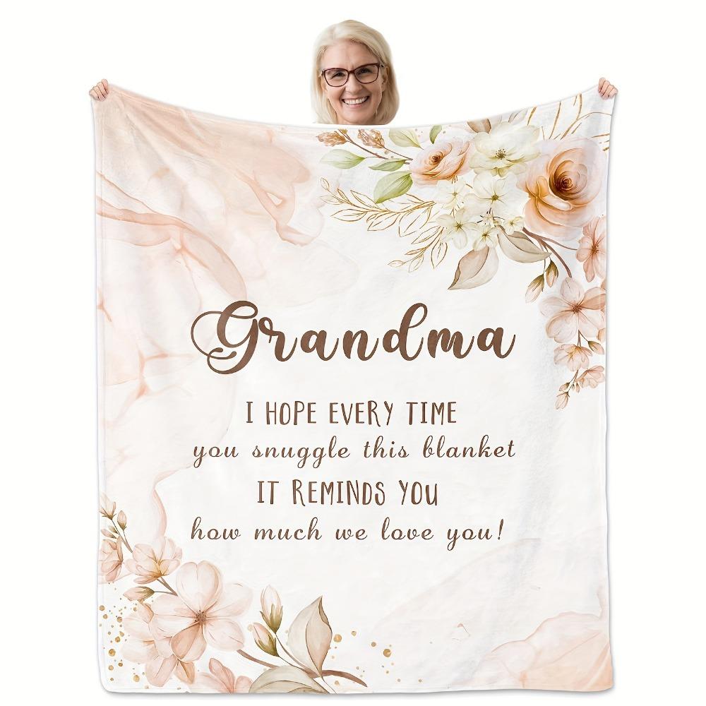 GUOYU Blanket 1pc Pink Blanket Gift for Nana Grandma Warm Comfortable Flannel Blanket for Home Living Room Decoration New Year Christmas Gift