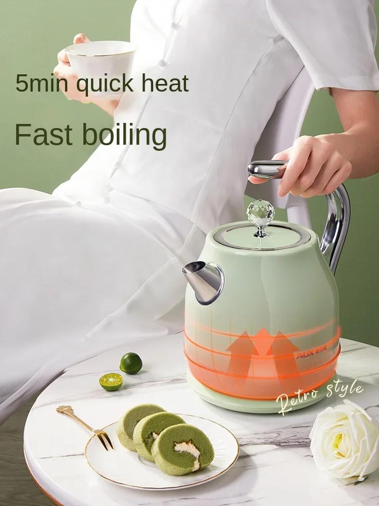 Retro 304 Stainless Steel Electric Kettle 220V Auto Power-off Household Water Boiling Machine 1.7L/1.5L Available