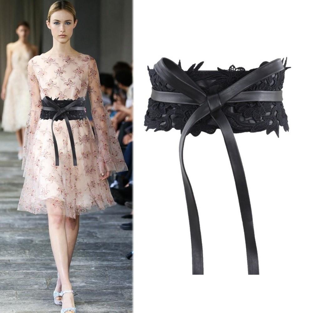 Wide Lace Belt Vintage Waist Band Boho Style Obi Belt for Dresses