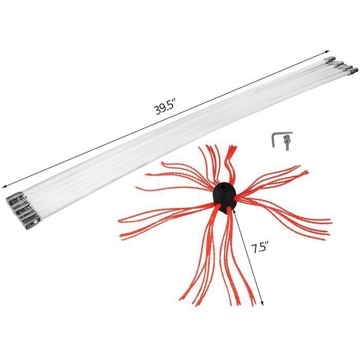 VEVOR Brosse de Cheminée de 6 Mètres Kit de Ramonage en Nylon pour Poêle à Pellet pour Nettoyer Cheminées en Métal ou en Brique A57