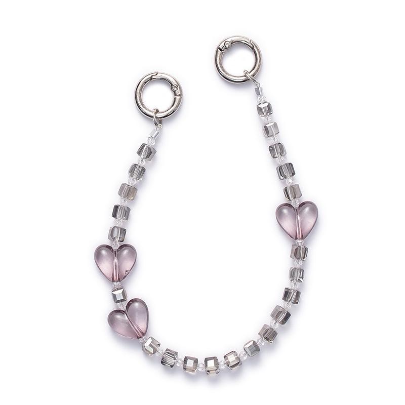 Брелок для мобильного телефона на запястье из хрустальных бусин в форме сердца с металлической пряжкой
