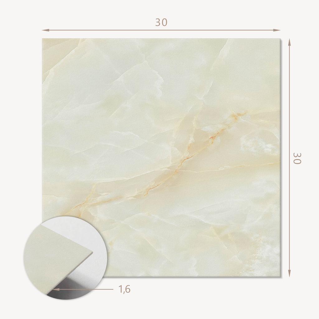 Pack of Vinyl Tiles with Decor for Kitchen or Bathroom Elegant Marble Pattern 9x30x30 cm