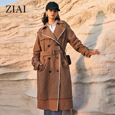 2024 осень-зима длинный женский плащ женская ветровка двубортная верхняя одежда с поясом и лацканами пальто женская куртка одежда ZS-30123