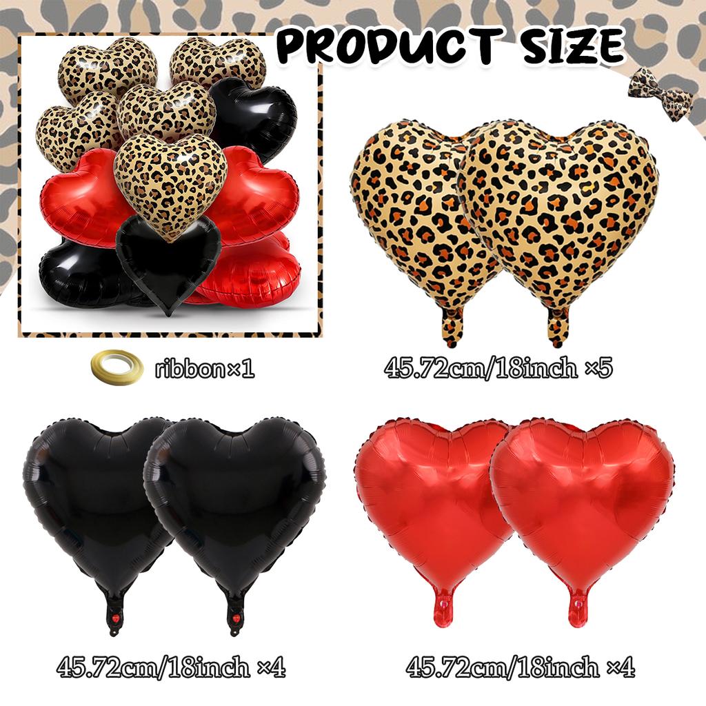 Leopard Print Party Bow Foil Balloons Five Pointed Star Heart Balloons Leopard Print Theme Girls Birthday Wedding Party Supplies