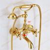 Tuqiu Gold Bathtub and Shower Faucet Set Wall Mounted Gold Bathtub Faucet, Bathroom Cold and Hot Bath and Shower Mixer Tap