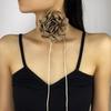 Stylish Rose Blossom Necklace Simulation Flower Neckchain Women Girls Collarbone Chain Eye Catching Choker Accessory