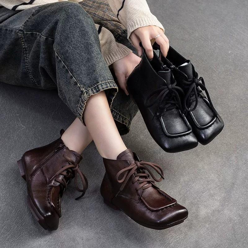 Flats Ankle Women Boots Square Toe Sneakers Shoes Winter 2025 New Goth Chelsea Casual Shoes Trend Retro Sport Travel Botas Mujer