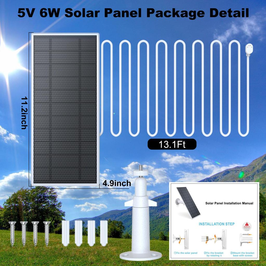 Солнечная панель для Google Nest Улучшенная Google Nest Cam Внутренняя Наружная Солнечная зарядка Гибкая солнечная панель с водонепроницаемостью IP65 и ножками Быстрая зарядка