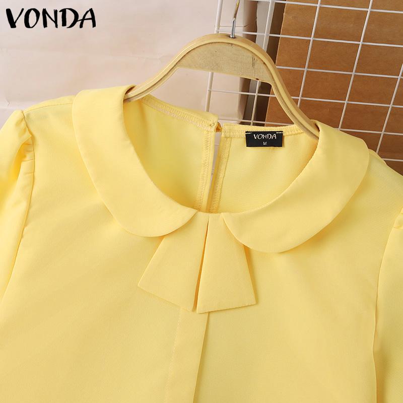 VONDA Женская повседневная свободная блузка с круглым вырезом и коротким рукавом