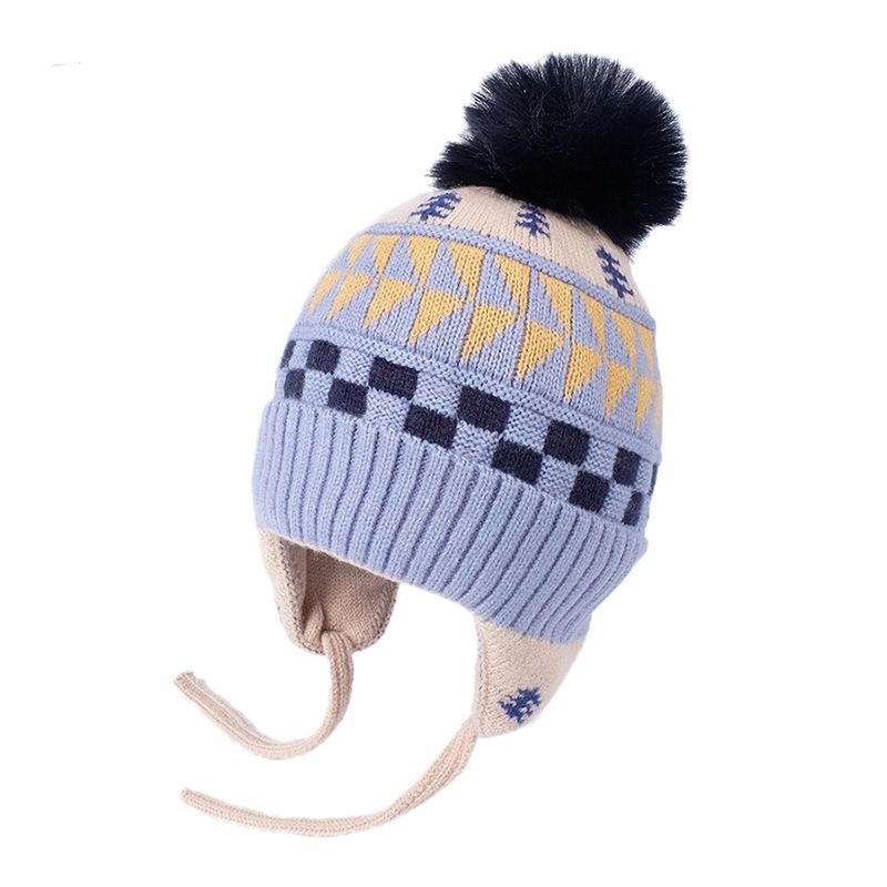 Детская зимняя шерстяная шапка-ушанка: Теплый, Ветрозащитный Жаккардовый Трикотаж для Осени и Зимы