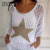 Women's Fashion Casual Solid Color Print Autumn Winter Long Sleeve O-Neck Loose Sweaters