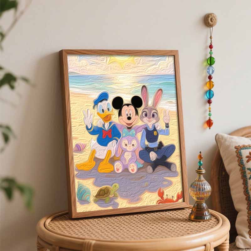 Disney Микки Дональд Дак Джуди СтеллаЛу Пляж Масляная Краска По Номерам Набор Для Ручной Росписи. Подарок домашнего декора