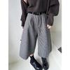 Ju Zhi Early Autumn Plaid Wool Wide-Leg Retro Houndstooth Pants