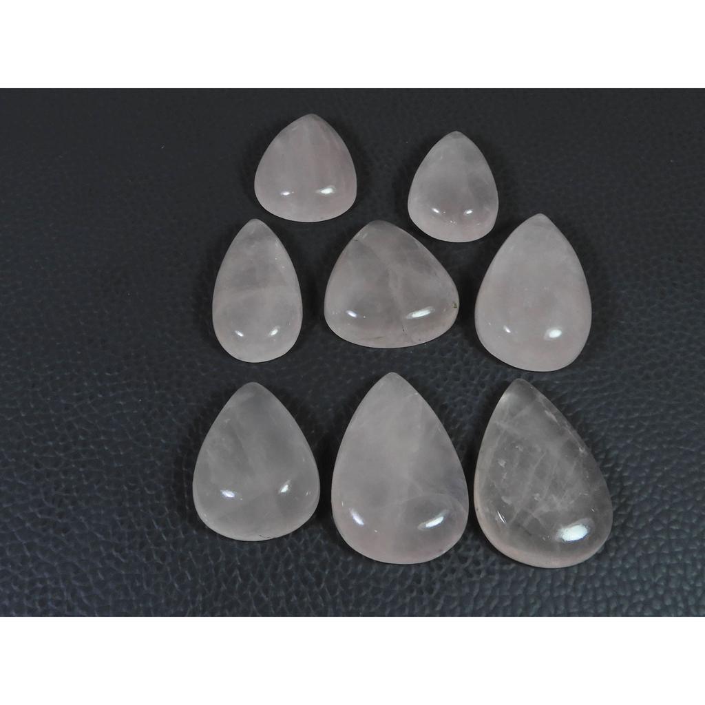 300Cts. Natural Rose Quartz Pear Cabachon Loose Gemstone 08 Pcs Lot C-2617