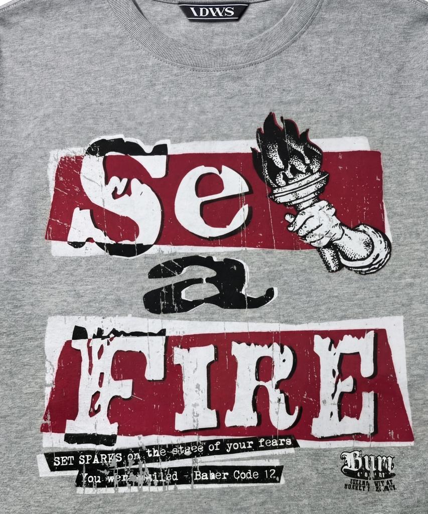 IDWS Футболка с принтом 'Set Fire' Серая